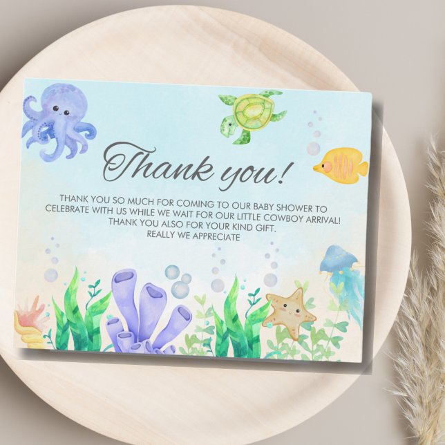 Oh Baby Under Sea Baby Shower Thank You Card (Creator Uploaded)