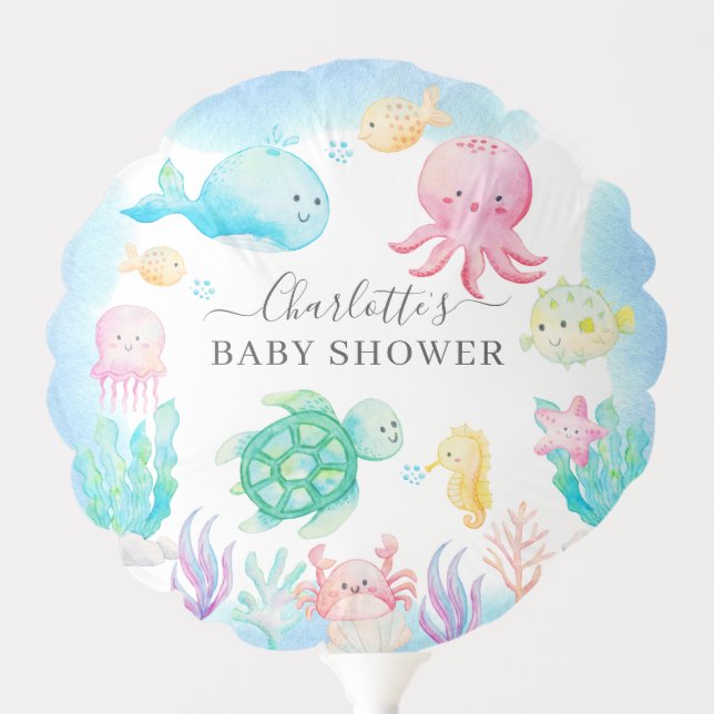 Oh Baby Under The Sea Baby Shower Balloon (Front)