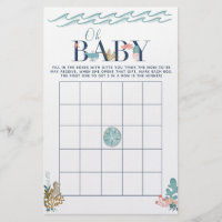 Oh Baby Under the Sea Baby Shower Bingo Game Flyer