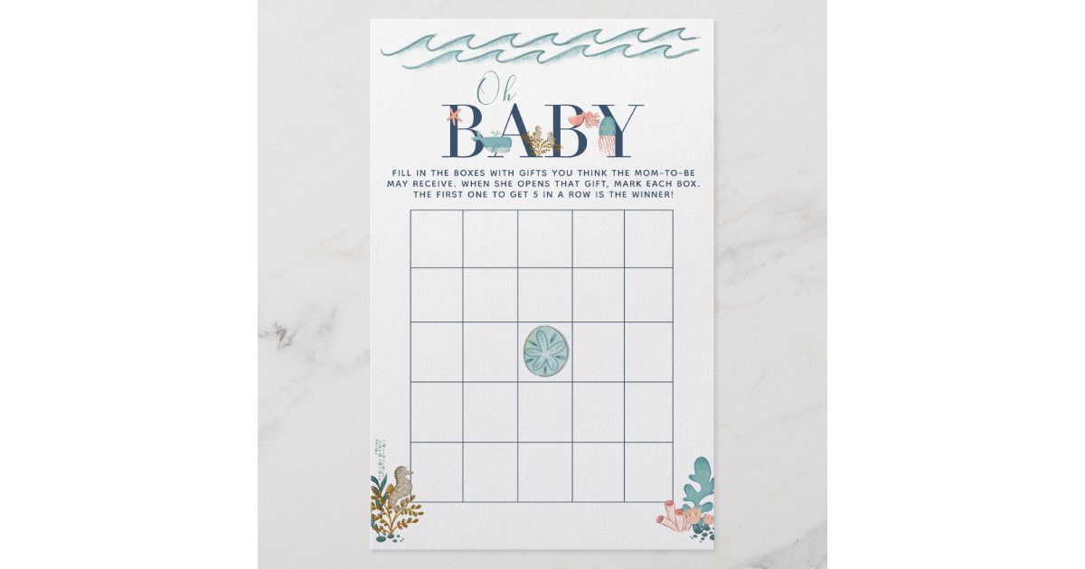 Oh Baby Under The Sea Baby Shower Bingo Game Flyer Zazzle Com