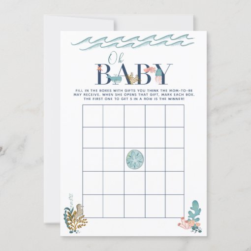 Oh Baby Under the Sea Baby Shower Bingo Game Invitation | Zazzle