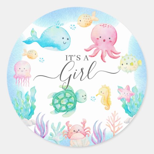Oh Baby Under The Sea Baby Shower Classic Round Sticker