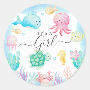 Oh Baby Under The Sea Baby Shower Classic Round Sticker