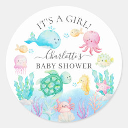 Oh Baby Under The Sea Baby Shower Classic Round Sticker