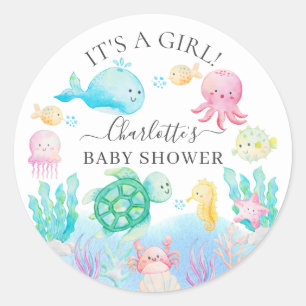 Oh Baby Under The Sea Baby Shower Classic Round Sticker