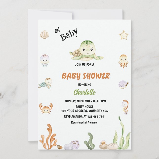 Oh Baby Under The Sea Baby Shower  Invitation (Front)