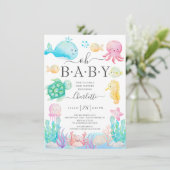 Oh Baby Under The Sea Baby Shower Invitation (Standing Front)