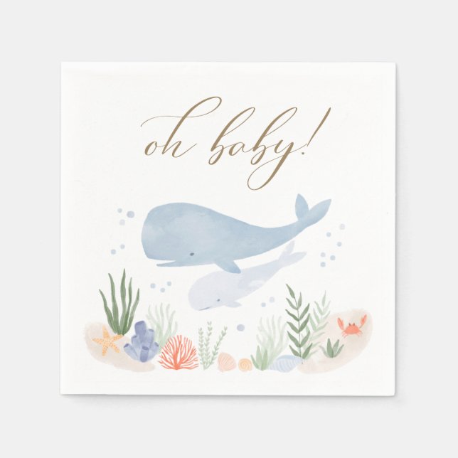 Oh Baby Under the Sea Baby Shower Napkins (Front)