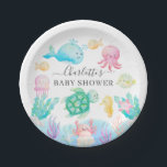 Oh Baby Under The Sea Baby Shower Paper Plates<br><div class="desc">Adorable under the sea baby design featuring a pink octopus,  whale,  sea turtle,  jelly fish,  crab,  sea horse,  and fish set on a white background.. Perfect for your summer theme ocean shower for a baby girl.</div>
