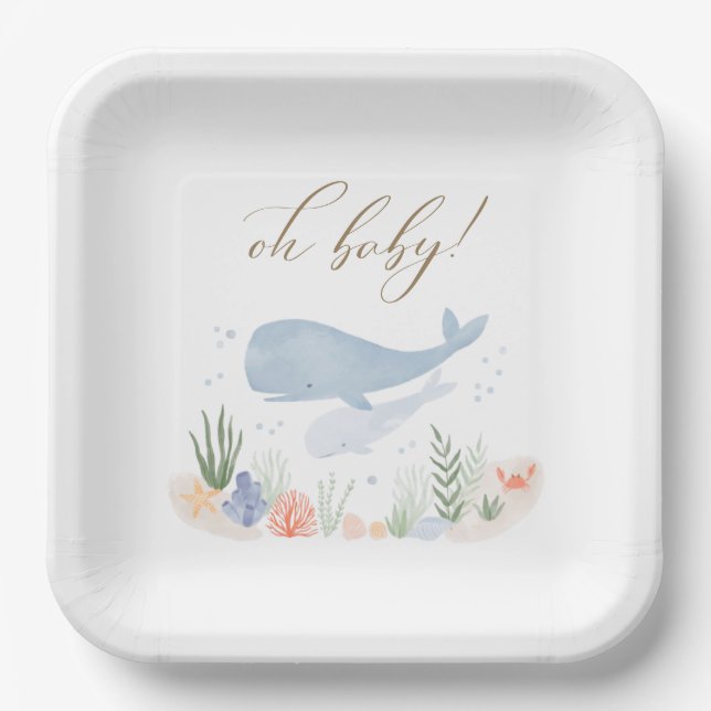 Oh Baby Under the Sea Baby Shower Paper Plates (Front)