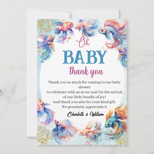 oh baby under the sea fish baby shower thank you card