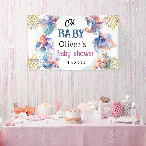 oh baby under the sea fishes baby shower banner