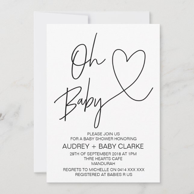 Oh Baby - Unisex Baby Shower Invitation (Front)