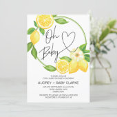 Oh Baby Unisex Baby Shower Spring Lemon Invitation (Standing Front)