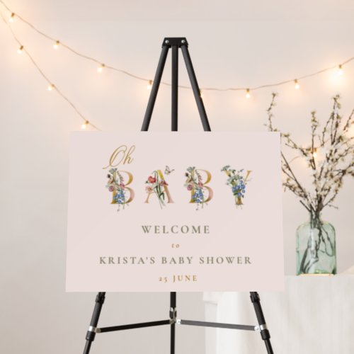 Oh Baby Vintage Wildflower Baby Shower Welcome Foa Foam Board