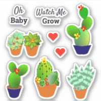 Oh Baby Watch Me Grow Cactus Plants Sticker