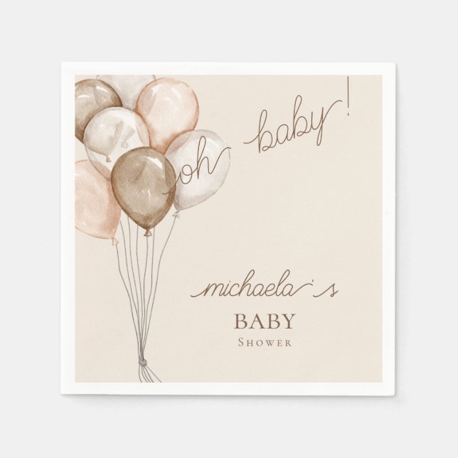 Oh Baby  Watercolor Boho Baby Shower  Napkins (Front)