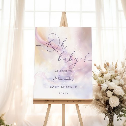 Oh Baby Watercolor Clouds Baby Shower Welcome Foam Board