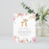 Oh Baby Watercolor Floral Giraffe Baby Shower Invitation Postcard (Standing Front)