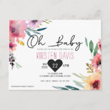 Oh Baby Watercolor Floral Girl Baby Shower