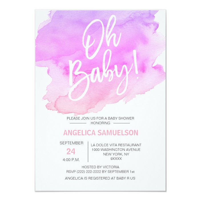 pink and purple baby shower invitations