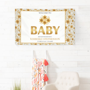 Oh Baby Watercolor Rose Gold Baby Shower Banner