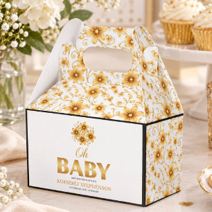 Oh Baby Watercolor Rose Gold Baby Shower Favor Boxes