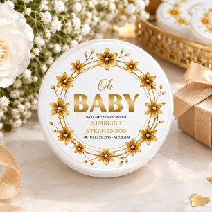 Oh Baby Watercolor Rose Gold Baby Shower Mini Candle Favors
