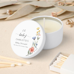 Oh Baby! Watercolor Wildflower Baby Shower Mini Candle Favors