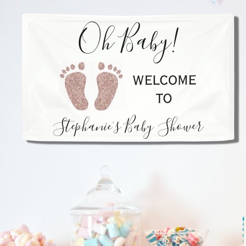 Oh Baby Welcome Girls Baby Shower Banner