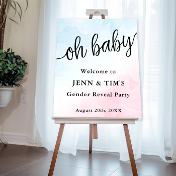 Oh Baby Welcome Sign Pink/blue Gender Reveal Sign by FancyShmancyNotes at Zazzle