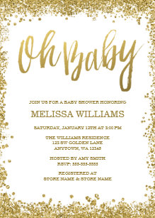 Glitter Baby Shower Invitations Zazzle Oh Baby White Gold Glitter Shower Invitation