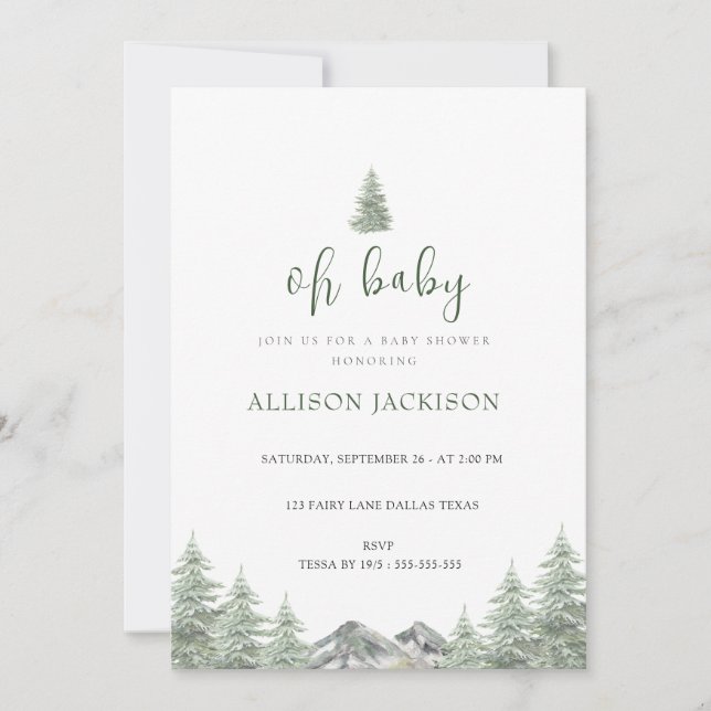 Oh Baby Wild One Mountain Baby Shower  Invitation (Front)