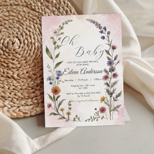 Oh Baby Wildflower Baby Shower Invitation