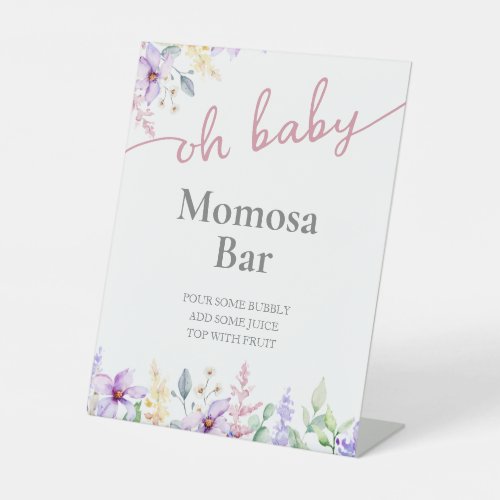 Oh Baby Wildflower Girl Baby Shower Momosa Pedestal Sign
