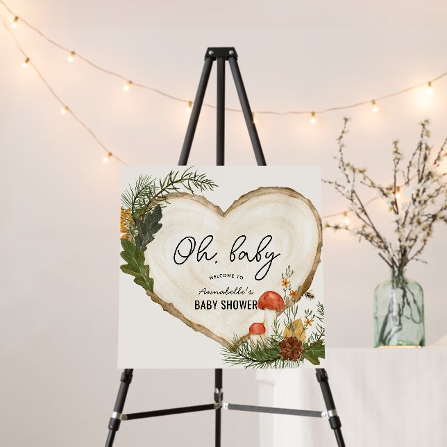 Oh Baby Wood Slice Mushroom Fall Baby Shower Foam Board (In Situ (Stand))