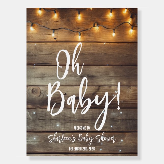 Oh Baby!  Wooden Baby Shower Welcome Sign (Front)