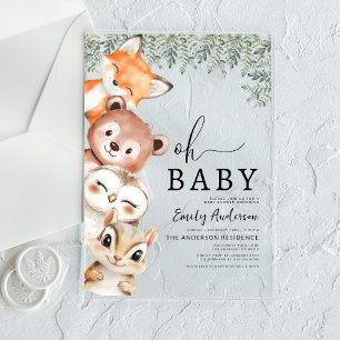 Oh Baby Woodland Animals Baby Shower Acrylic Invitations