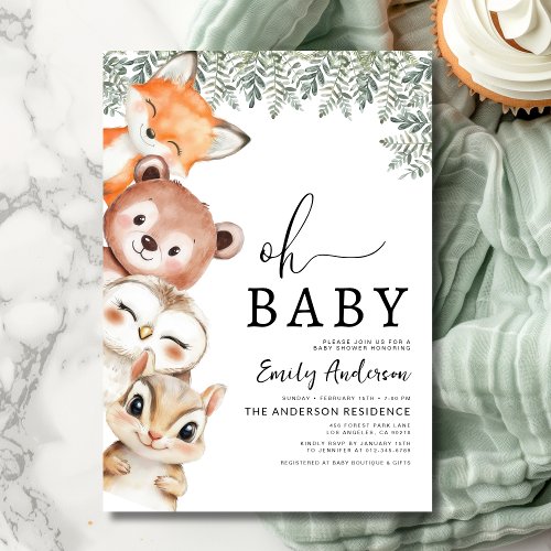 Woodland Brown baby shower invitation