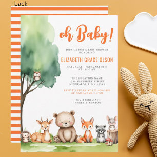 Oh Baby! Woodland Animals Baby Shower  Invitation