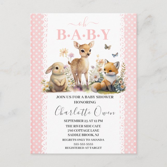 Oh Baby Woodland Animals Baby Shower Invitation Po Postcard (Front)