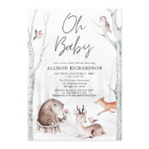 Oh Baby woodland animals gender neutral shower Invitation