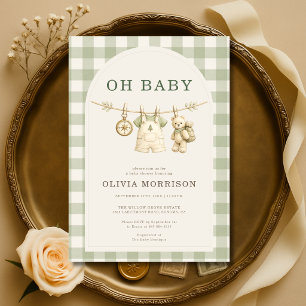 Oh Baby Woodland Clothesline Baby Shower Invitation