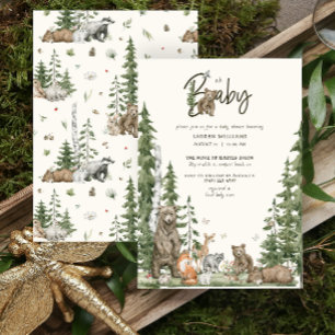 Oh Baby Woodland Forest Cute Animals Baby Shower Invitation