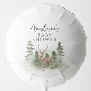 Oh Baby Woodland Watercolor Rustic Baby Shower Balloon