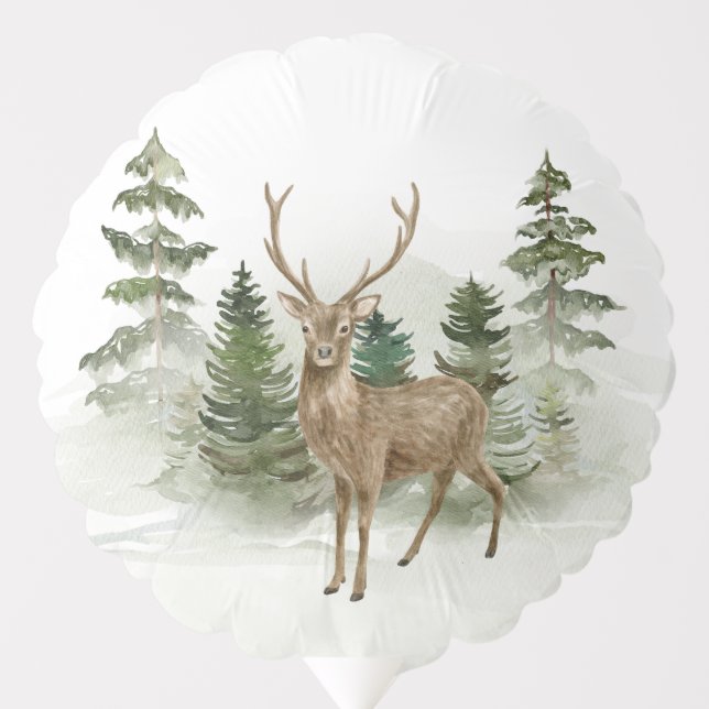 Oh Baby Woodland Watercolor Rustic Baby Shower  Balloon (Front)