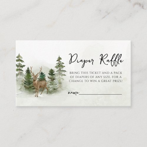 Oh Baby Woodland Watercolor Rustic Diaper Raffle Enclosure Card