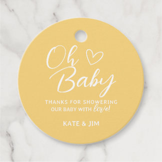 Oh Baby Yellow Baby Shower Thank You Message Favor Tags