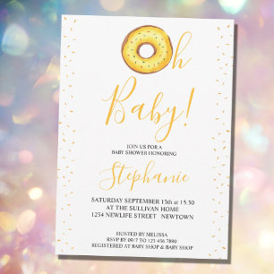 Oh Baby Yellow Donut Baby Shower Invitation