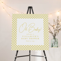 Oh baby yellow gingham baby shower welcome sign